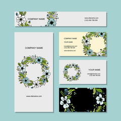 Fototapeta na wymiar Business cards design, floral wreath