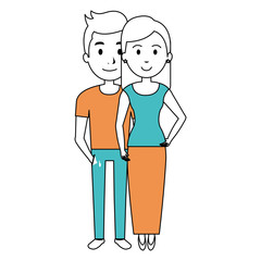 young couple avatars characters vector illustration design