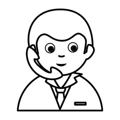businessman worker with phone isolated icon vector illustration design