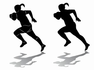 silhouette of a rugby player, vector draw