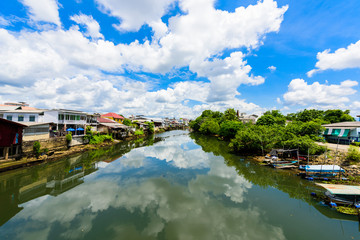 Fototapeta premium Chanthaburi Old Town Waterfront, Landmark with old building village in Chanthaburi Thailand
