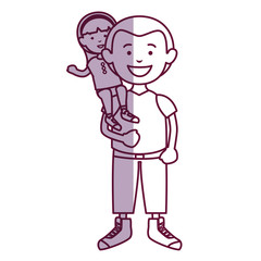 father with daughter characters vector illustration design