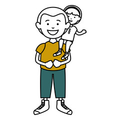 father with daughter characters vector illustration design