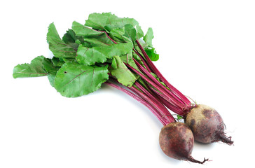 bunch of fresh beets on white background