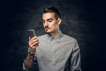 A man using smartphone.