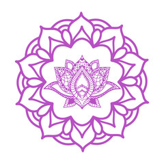 Mandala ornament. Round template. Decorative element  can be used for greeting card, wedding invitation, yoga poster, coloring book. Doodle emblem.
