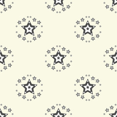 Seamless vector pattern with black and white stars of various sizes on white background. Childish background for postcards, wallpaper, papers, textiles, bed linen, tissue 1.2