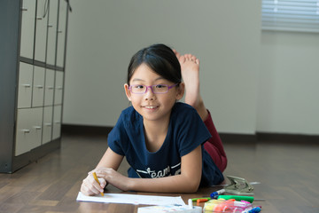 Little girl drawing