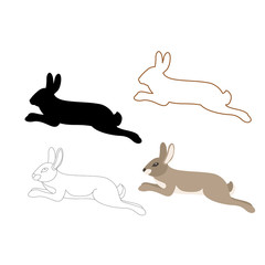rabbit vector illustration style Flat silhouette black