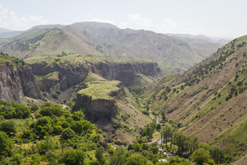 Fototapeta premium Canyon landscape view around Garni temple, Georgia
