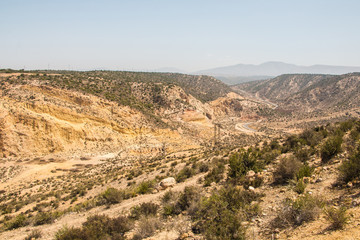 Yellow mountains and beautiful panoramic view