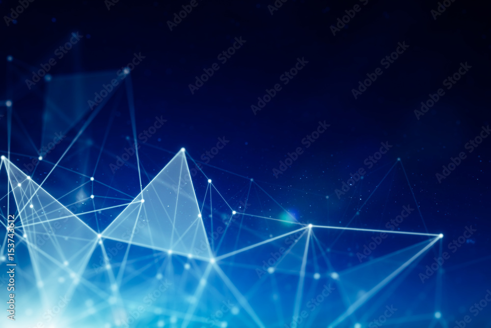 Poster abstract connected dots wireless communication network on space background , abstract image visual, 