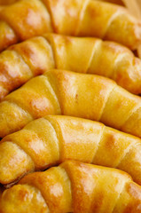 Close up of a delicious, fresh and tasty baked croissants