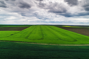 Obraz premium Aerial view over the agricultural fields