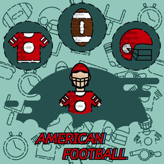 American football flat concept icons