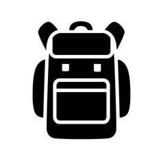 Monochrome silhouette of backpack icon. Stylized simplified symbol of rucksack.  Knapsack. Schoolbag. Sack. Vector illustration. Black and white