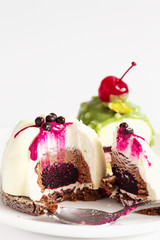 Cut mousse pastry cake dessert