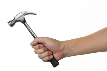 Man hand holding adjustable hammer