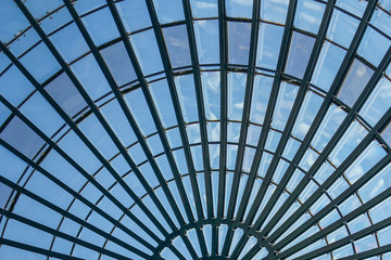 Modern radial glass dome of a modern building