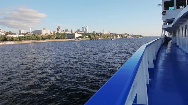 A view of the city of Samara from the deck of the ship sailing up the river. Full HD stock footage shot at summer season time.
