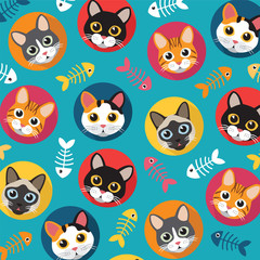 Cats and fishbone full color