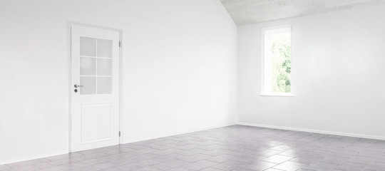 Renovated empty kitchen (panoramic)