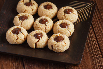 Fresh sugar cookies with chocolate