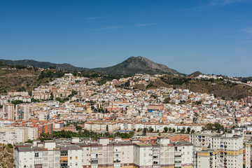 Aerial panoramic view over Malaga, Andalusia, Spain