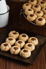 Fresh sugar cookies with chocolate