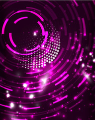 Neon circles abstract background