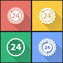 24 hour service icon set.