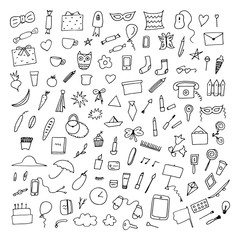 Doodle home related trendy elements.