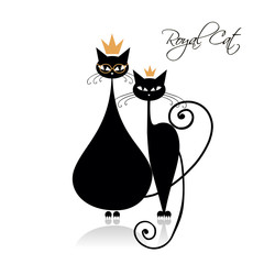 Royal black cats design. Vector illustration