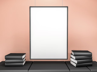 Poster frame mock up template. 3D rendering