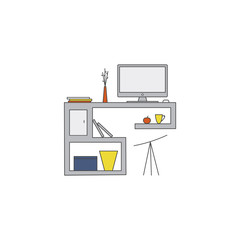 Workspace vector line illustration.
