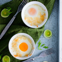 Eggs baked with leek, square