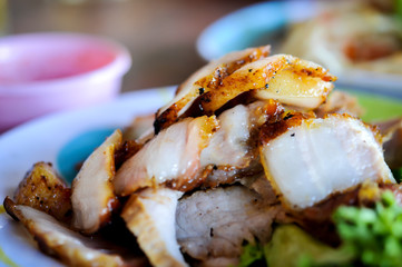 charcoal-boiled pork neck,Grill pork (Thai style food)