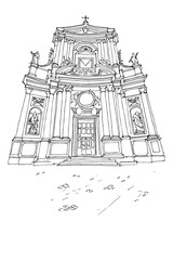 Vector sketch of church in Rome, Italy.