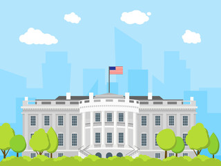 Cartoon White House Building. Vector