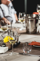 Table setting in a restaurant