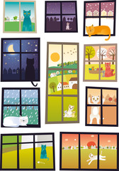 Cat in every window
Vector illustration of 10 windows and many cats