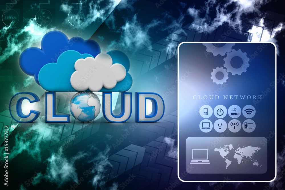 Poster 3d rendering technology cloud computing