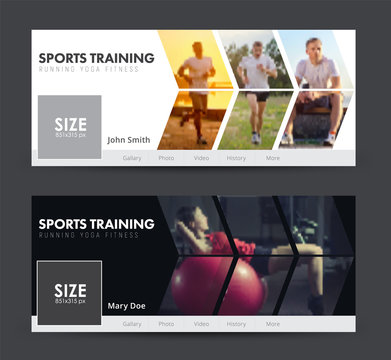 Design social banners for sports, jogging, gym with images in the form of an arrow