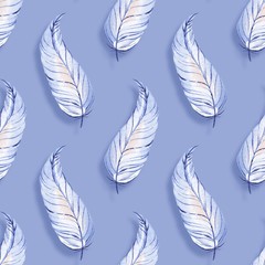 Watercolor seamless pattern with feathers 4