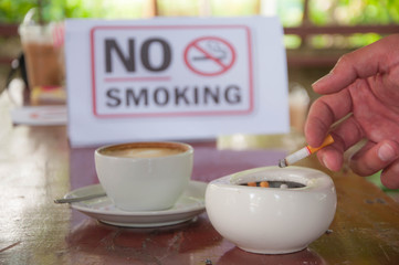 World No Tobacco Day. cigarette. ashtray. No smoking signs.