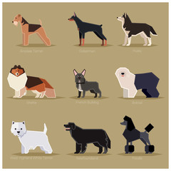 Dog flat icons set