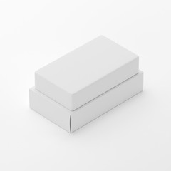 Blank Soap & Box Packaging Mock-Up Template On Isolated White Background, Ready For Your Design And Presentation, 3D Illustration