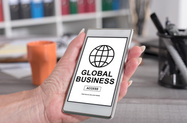Global business concept on a smartphone