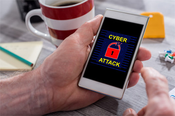 Cyber attack concept on a smartphone
