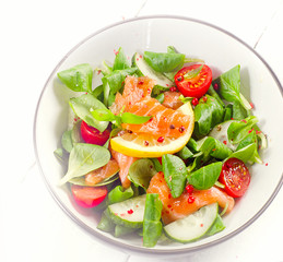 Salmon Salad with fresh vegetables.
